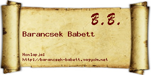 Barancsek Babett névjegykártya